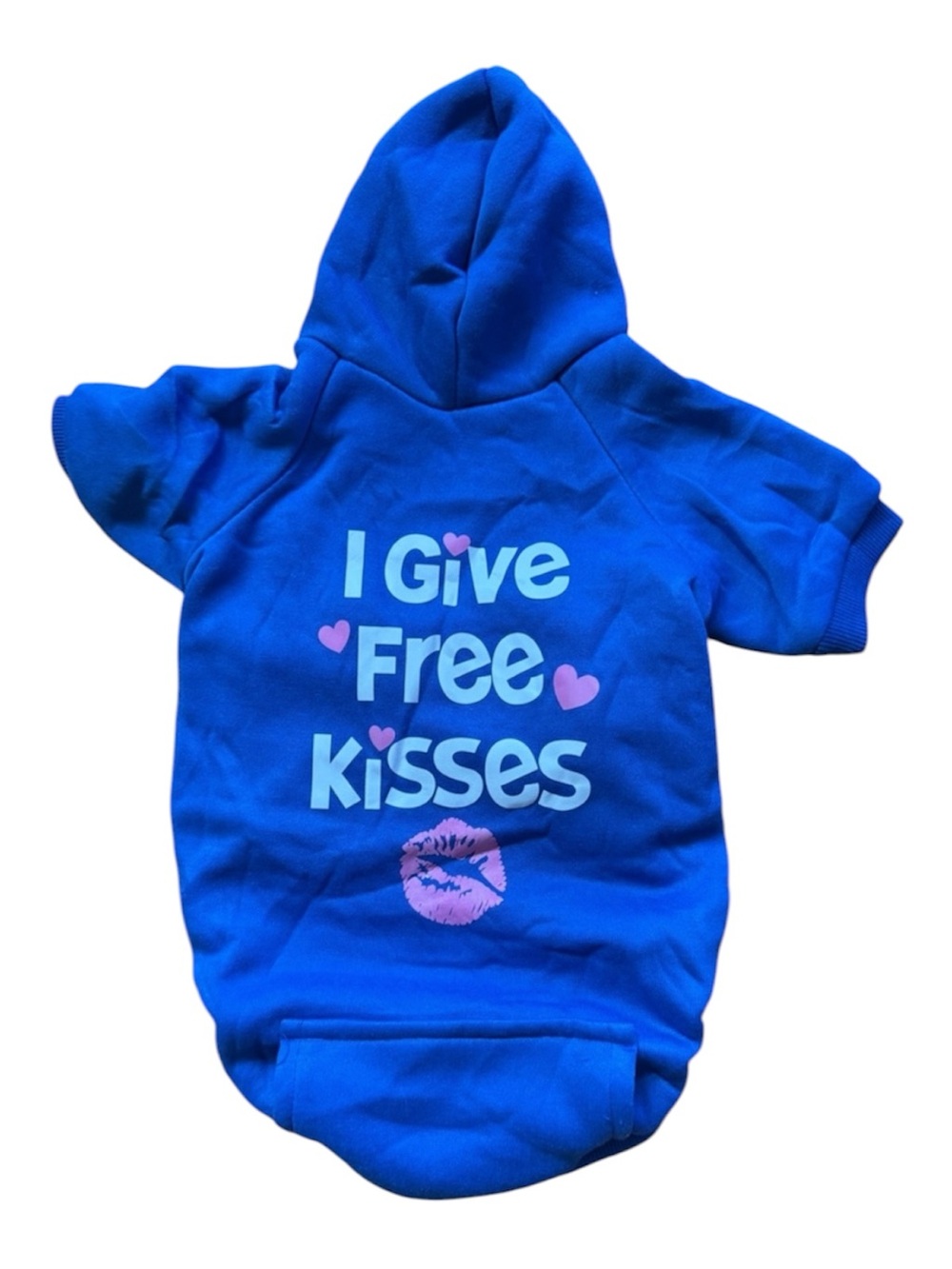 Blue 'I Give Free Kisses' Hooded Pet Shirt - Picture 1 of 7